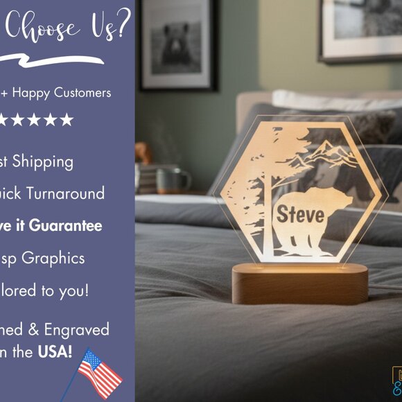 Custom LED Bear Name Light • Personalized Bedroom Decor • Girl Gift - Picture 4 of 8